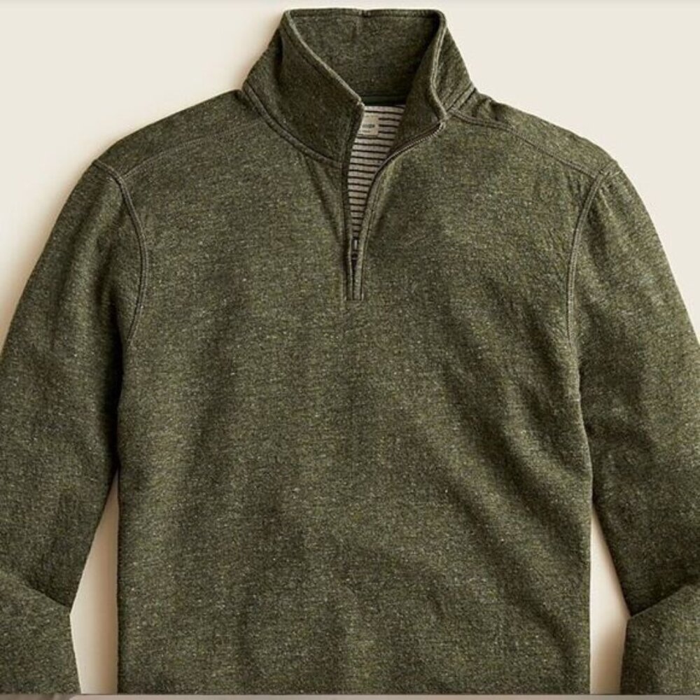 J. Crew BB830 Green Double-knit Half-zip Pullover For Men NWT size L